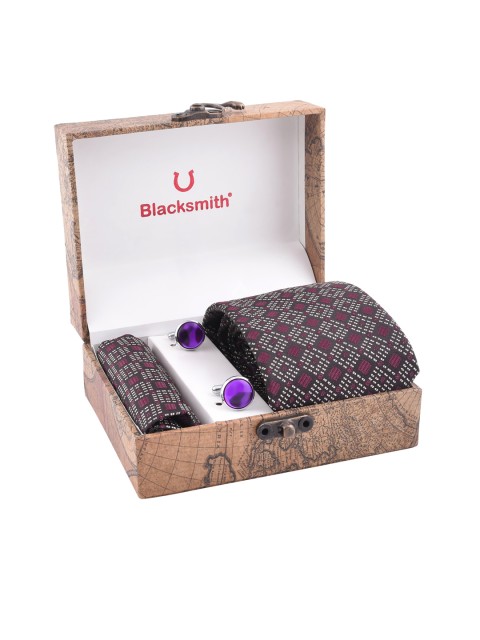 

Blacksmith Men Maroon & Black Patterned Accessory Gift Set