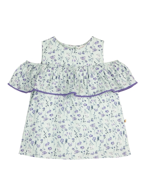 

Budding Bees Girls Green Floral Print A-Line Top