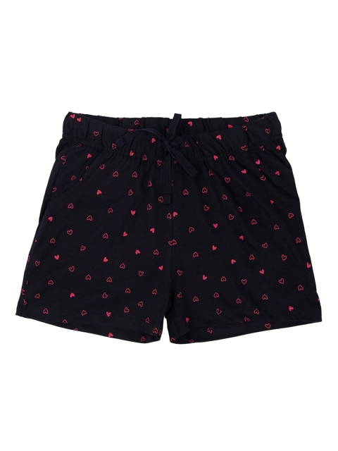 

Pantaloons Junior Girls Navy Blue & Pink Printed Regular Fit Hot Pants