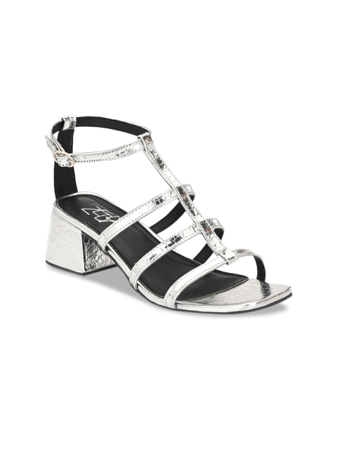 

Zebba Women Silver-Toned Textured Heels
