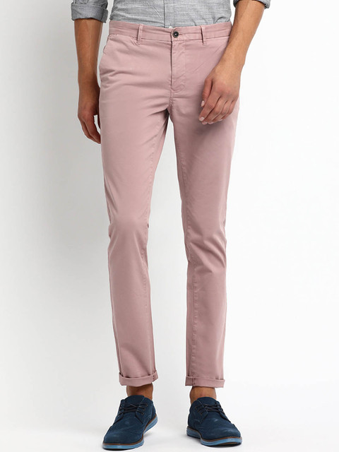 

Basics Men Pink Tapered Fit Solid Regular Trousers