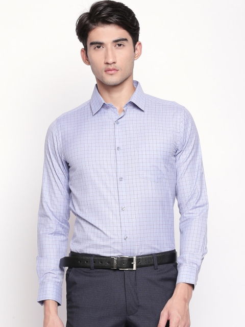 

RICHARD PARKER by Pantaloons Men Blue Slim Fit Checked Knitted Formal Shirt