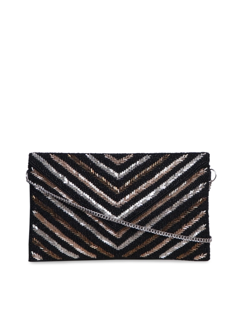 

Diwaah Black & Brown Embellished Envelope Clutch