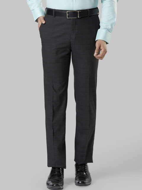 

Raymond Men Charcoal Slim Fit Checked Formal Trousers