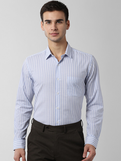 

Peter England Men Blue & White Striped Formal Shirt