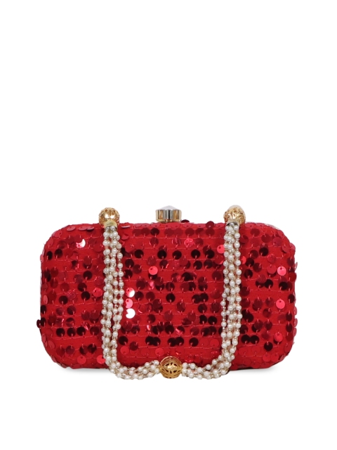 

Diwaah Red Sequinned Box Clutch