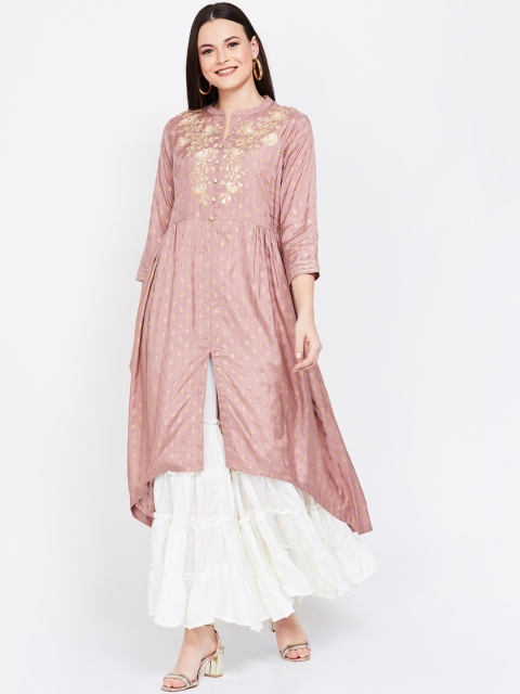 

Melange by Lifestyle Women Pink & Gold-Toned Yoke Design A-Line Kurta