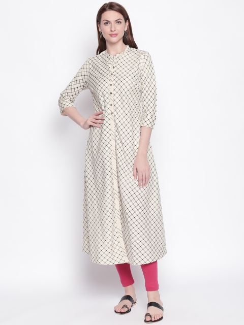 

RANGMANCH BY PANTALOONS Women Off-White Printed A-Line Kurta