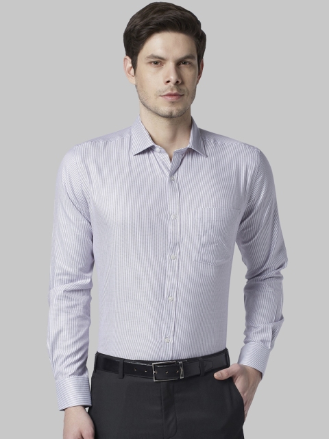 Park Avenue Men Violet & White Slim Fit Striped Formal Shirt