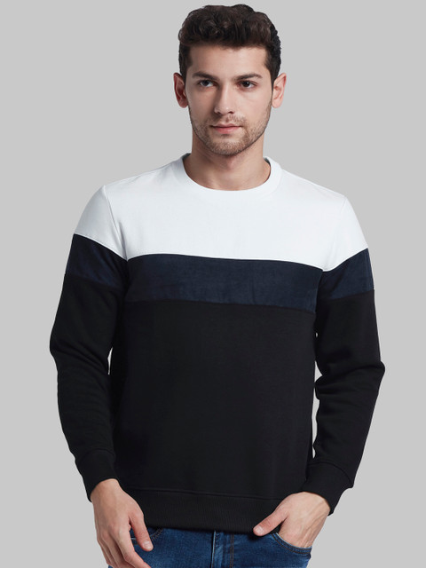 

Parx Men Black & White Colourblocked Sweatshirt