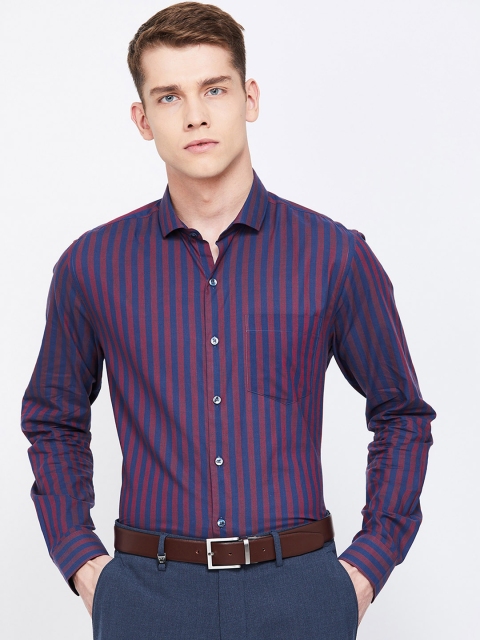 

CODE by Lifestyle Men Blue & Pink Slim Fit Striped Formal Shirt