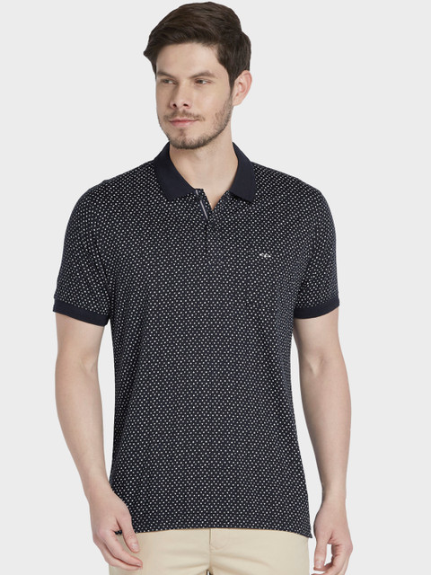 

ColorPlus Men Black Printed Polo Collar T-shirt