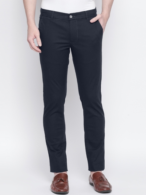 

Basics Men Navy Blue Tapered Fit Solid Regular Trousers