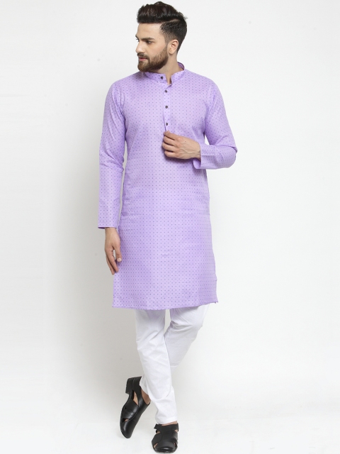 

RG DESIGNERS Men Purple & White Printed Kurta with Pyjamas