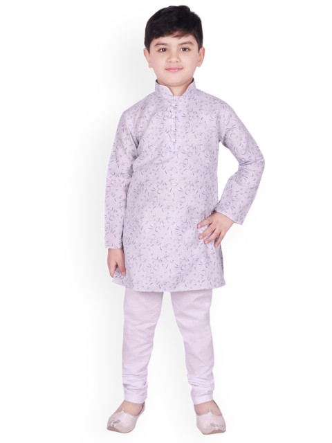 

SG YUVRAJ Boys Grey & Blue Printed Kurta with Pyjamas