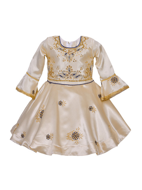 

Wish Karo Girls Cream-Coloured Embellished Fit and Flare Dress