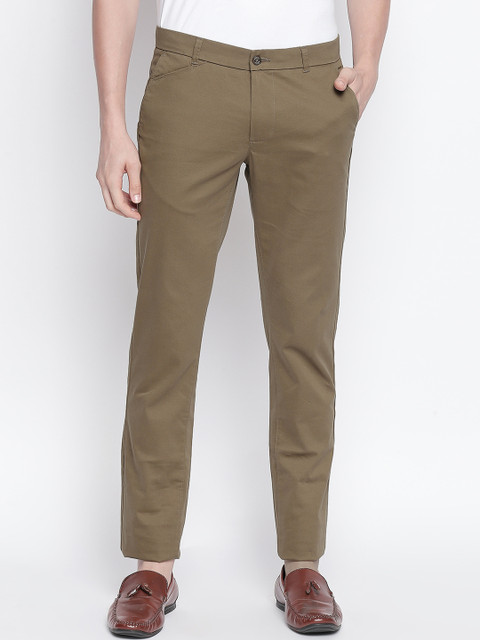 

Basics Men Khaki Tapered Fit Solid Regular Trousers