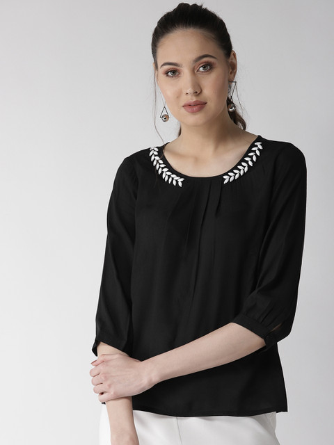 

QUIERO Women Black Solid Top