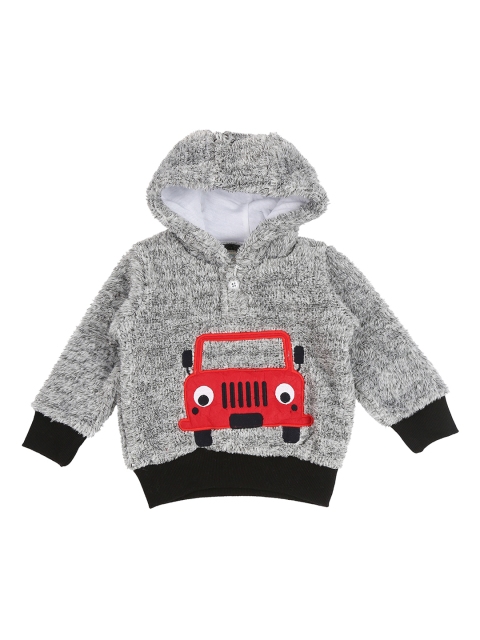 

Pantaloons Baby Boys Grey & Red Self Design Hooded Sweatshirt