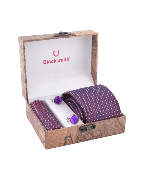 

Blacksmith Men Maroon & Purple Patterned Accessory Gift Set