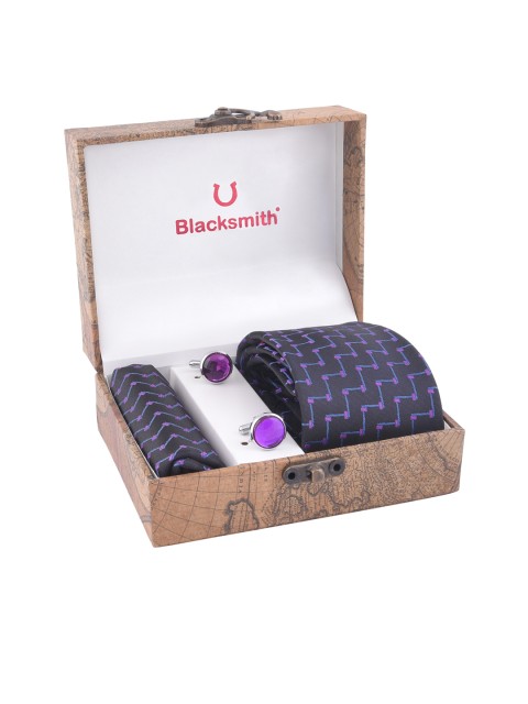 

Blacksmith Men Charcoal Grey & Purple Patterned Accessory Gift Set