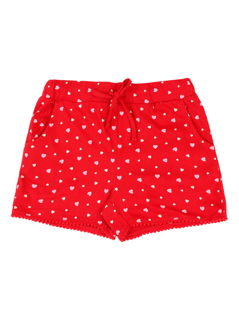 

Pantaloons Junior Girls Red & White Printed Regular Fit Hot Pants