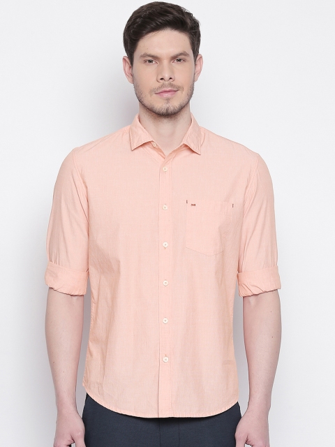 

Basics Men Peach-Coloured Slim Fit Solid Casual Shirt
