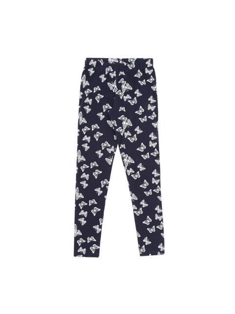 

Pantaloons Junior Girls Navy Blue & White Printed Ankle-Length Leggings