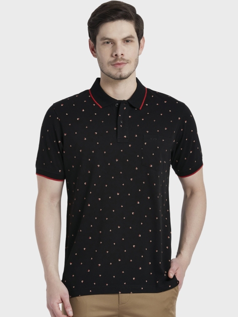 

ColorPlus Men Black Printed Polo Collar T-shirt