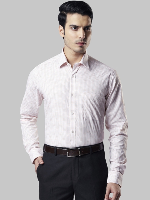 

Raymond Men Orange & White Regular Fit Checked Formal Shirt