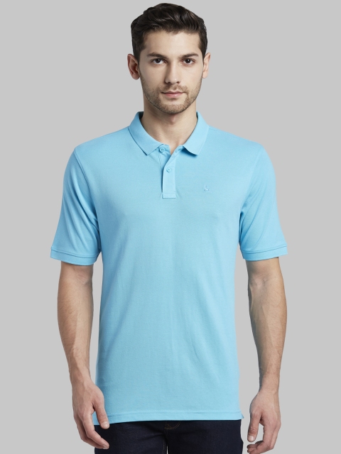 

Parx Men Blue Solid Polo Collar T-shirt
