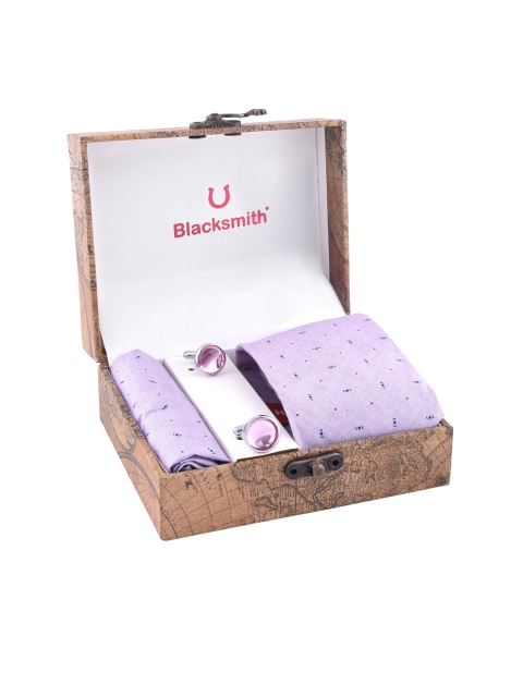 

Blacksmith Men Purple & Silver-Toned Patterned Accessory Gift Set