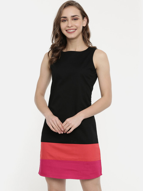 

IDK Women Black Solid Sheath Dress