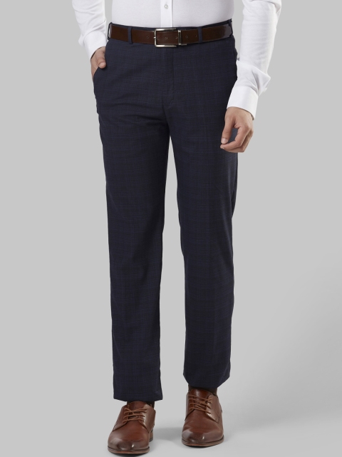 

Raymond Men Blue Regular Fit Checked Formal Trousers