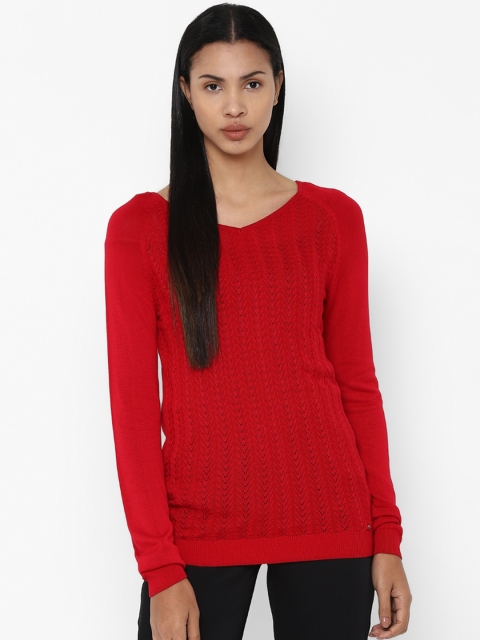 

Allen Solly Women Red Cable Knit Pullover Sweater