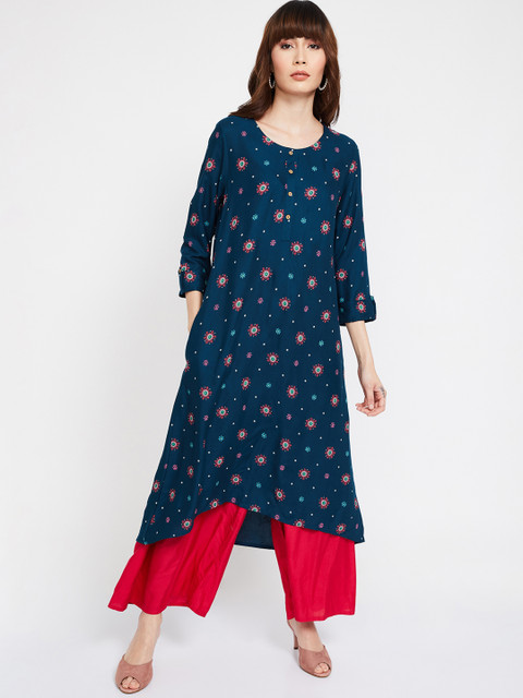 

Melange by Lifestyle Women Blue & Red Printed A-Line Kurta