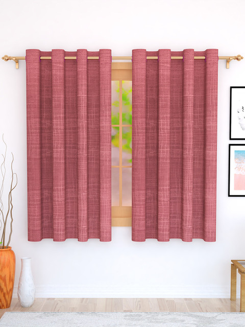 

Story@home Pink Set of 2 Jacquard Textured Window Curtains
