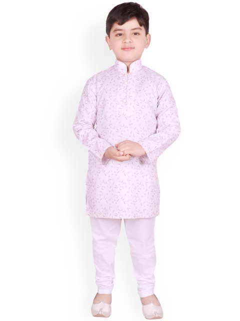 

SG YUVRAJ Boys Lavender & Maroon Printed Kurta with Pyjamas