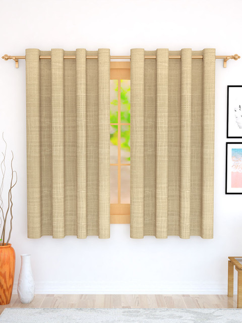 

Story@home Beige Set of 2 Jacquard Textured Window Curtains