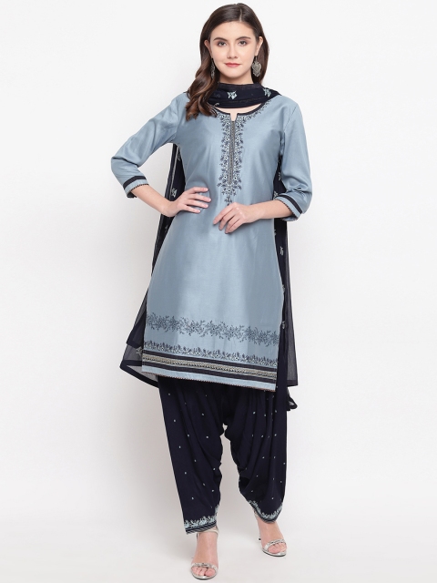 

Kvsfab Grey & Navy Blue Embroidered Unstitched Dress Material