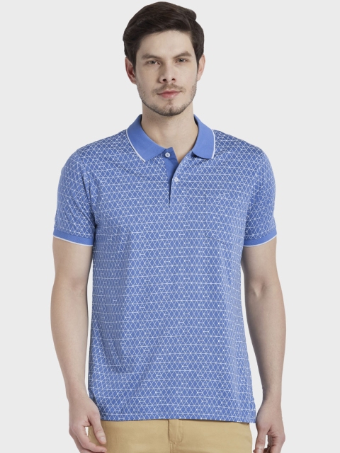 

ColorPlus Men Blue Printed Polo Collar T-shirt