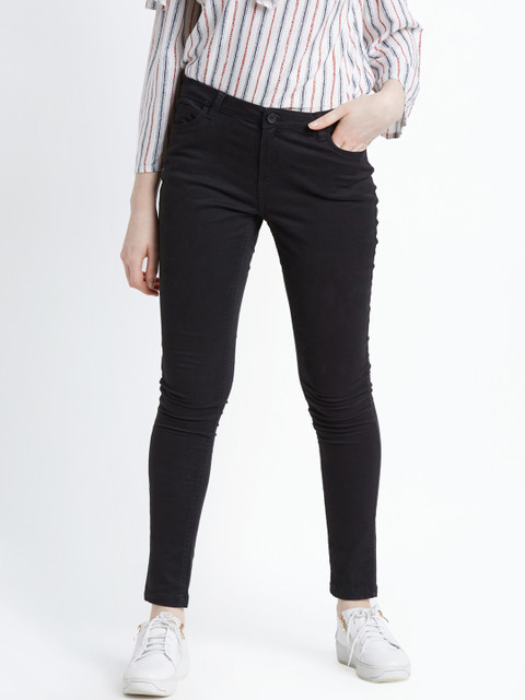 

Honey by Pantaloons Women Black Regular Fit Solid Regular Trousers