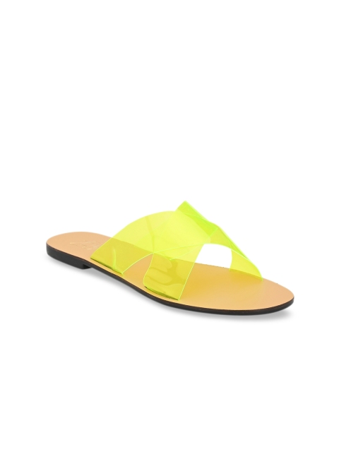 

Zebba Women Fluorescent Green Solid Plastic Open Toe Flats