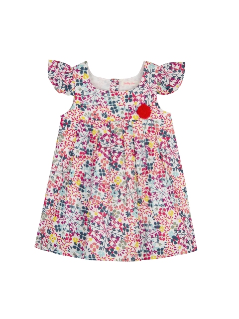 

Budding Bees Girls White & Pink Floral Printed A-Line Dress