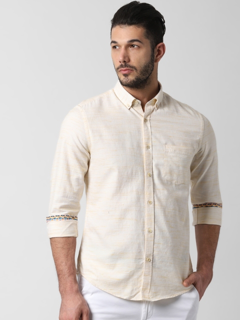 

Peter England Casuals Men Yellow Slim Fit Self Design Casual Shirt