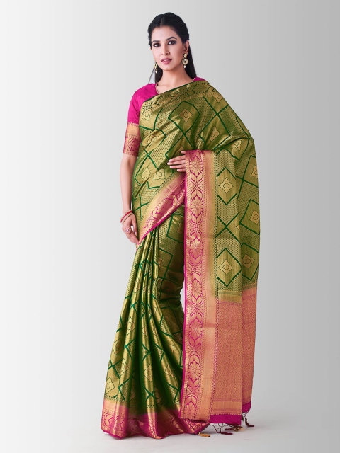 

Mitera Green Art Silk Woven Design Kanjeevaram Saree