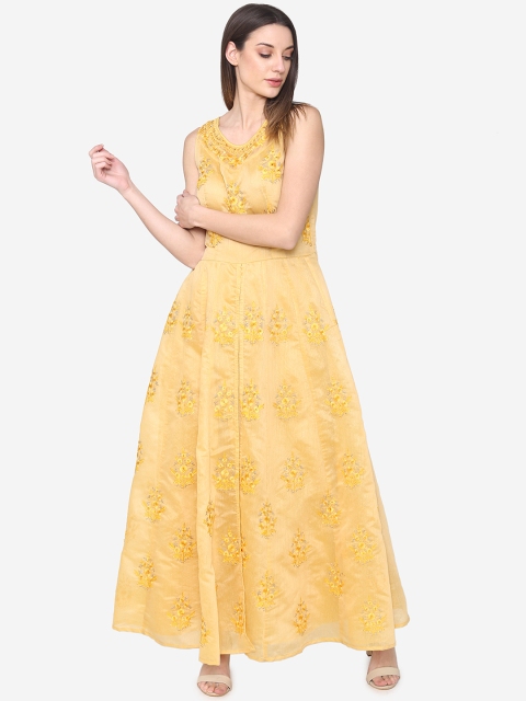 

Laabha Women Yellow Printed Maxi Dress