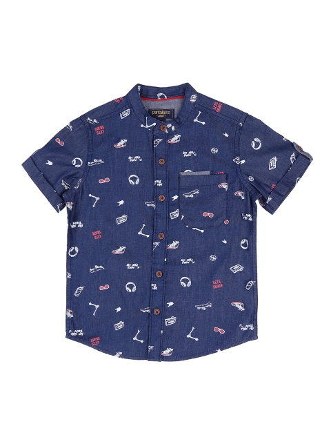 

Pantaloons Junior Boys Navy Blue & White Regular Fit Printed Casual Shirt