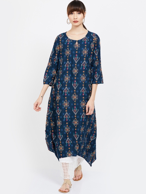 

Melange by Lifestyle Women Blue & White Printed A-Line Kurta