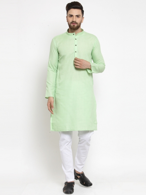 

RG DESIGNERS Men Green & White Printed Kurta with Pyjamas